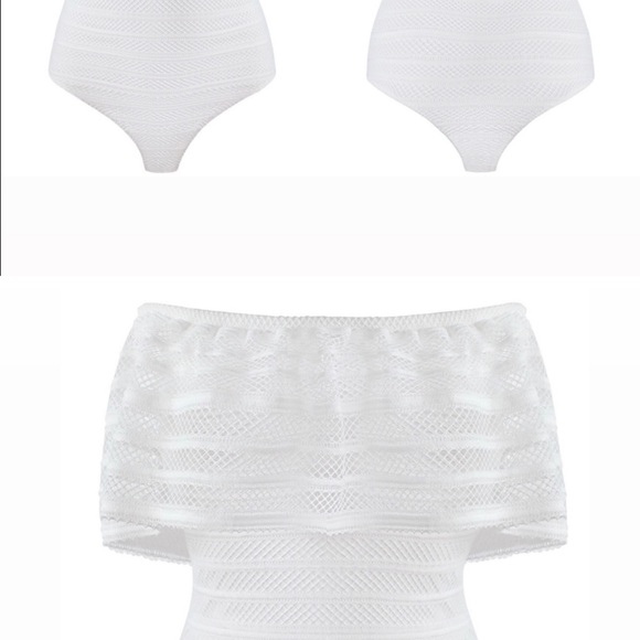 Bcbgmaxazria Tops Bcbgmaxazria Lace
Ruffle Off The Shoulder Bodysuit In... - Picture 5 of 6